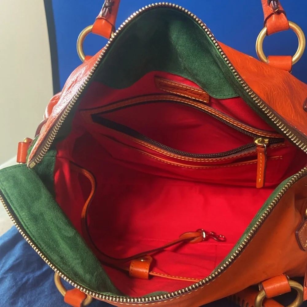 RARE! Dooney & Bourke Orange Florentine Leather Satchel w/Whipstitch Detail EUC! - Picture 11 of 16